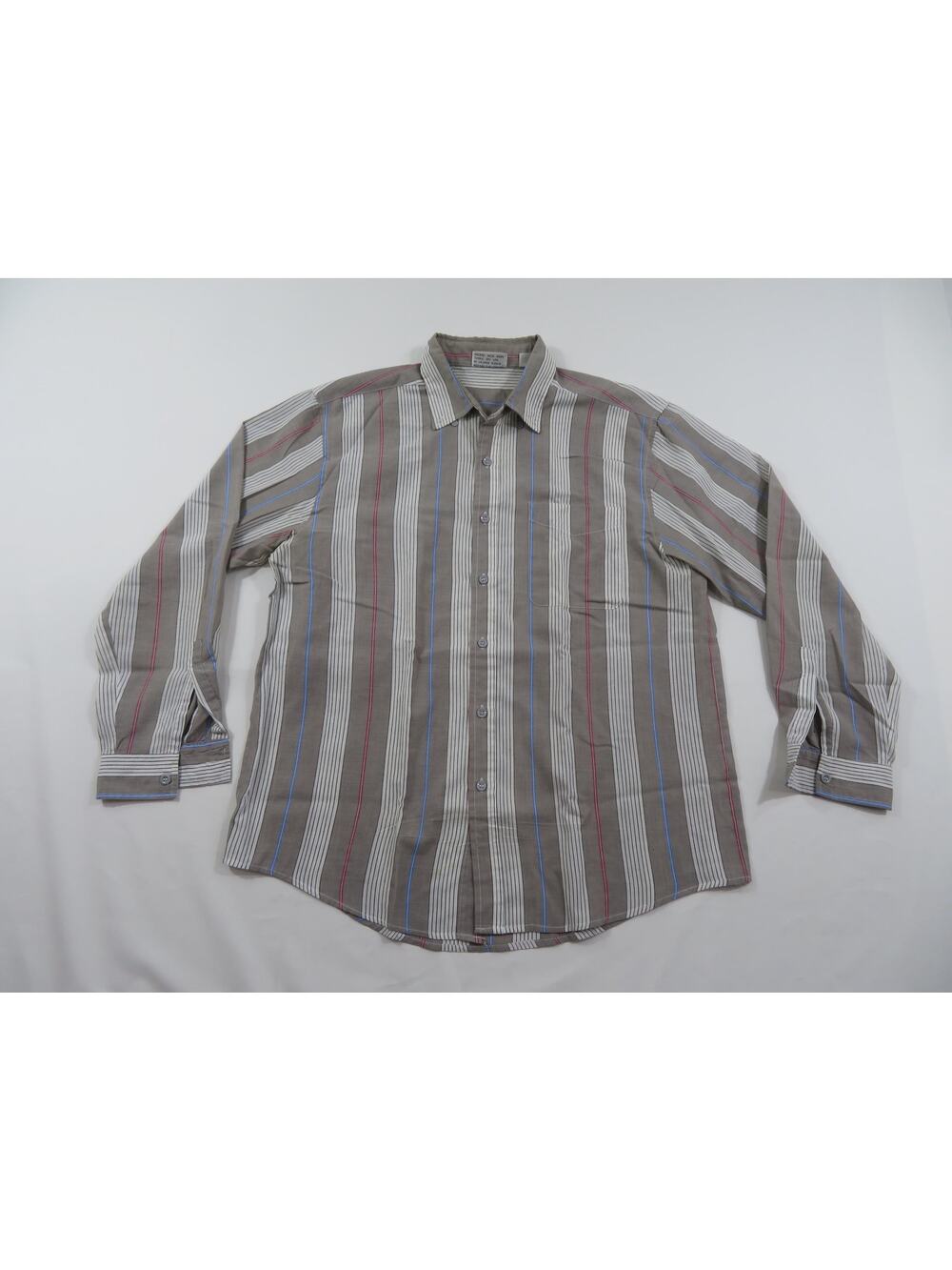 Brittania Button Down Shirt, Casual Lightweight Gray White Blue Mens Sz L 1980s